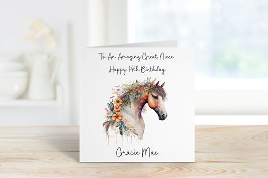 Personalised Great Niece 14th Birthday Card, Birthday Card For Granddaughter, Birthday Card For Girls, Any Age, Any Title Birthday Card