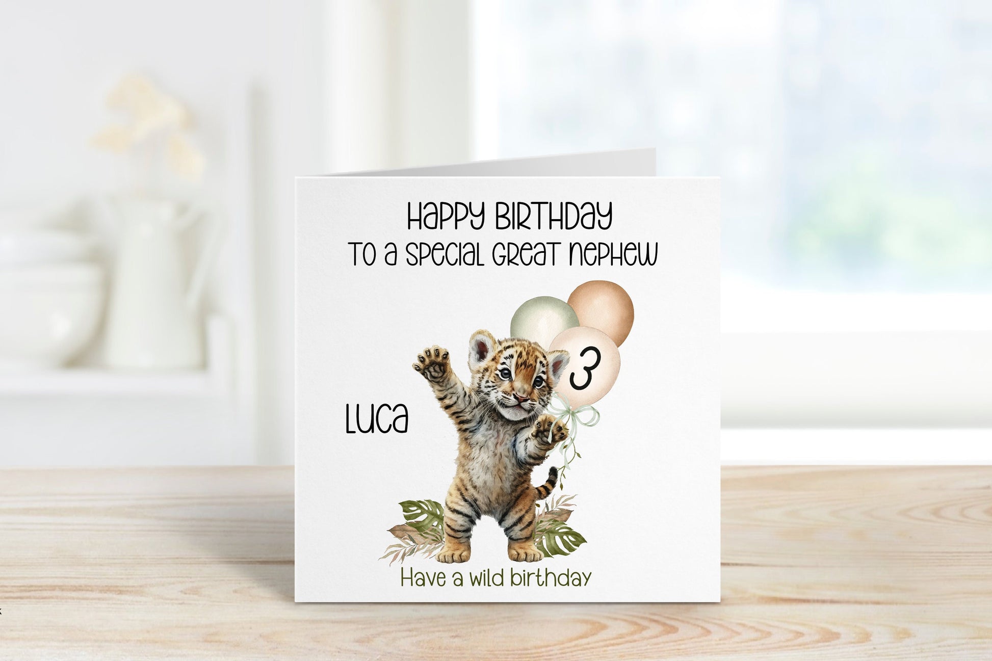 Great Nephew 3rd Birthday Card, 3rd Birthday Card For Great Nephew, Personalised 3rd Birthday Card, Tiger Cub Birthday Card, Any Age Card