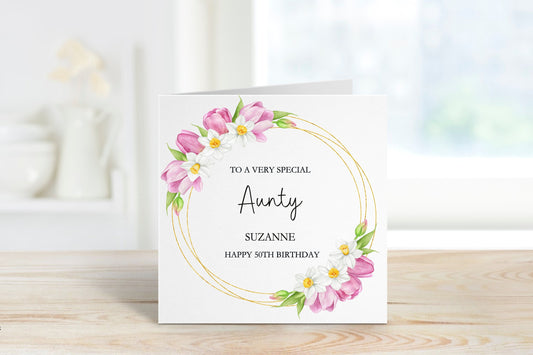 Personalised Aunty Birthday Card, Aunty Birthday Card, Birthday Cards For Her, Any age Birthday Card, 50th Birthday For Aunty