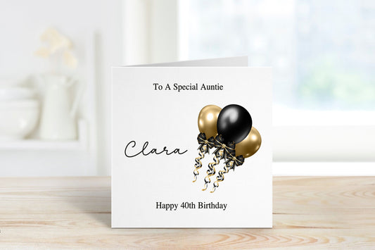 Personalised Auntie Birthday Card, Auntie Birthday Card, Birthday Cards For Her, Any age Birthday Card, 40th Birthday For Auntie