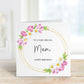 Mum Birthday Card, Personalised Mum Birthday Card For Her, Birthday Card For Mum, Flower Wreath Card, ANY AGE CARD, 50th, 60th, 70th, 80th