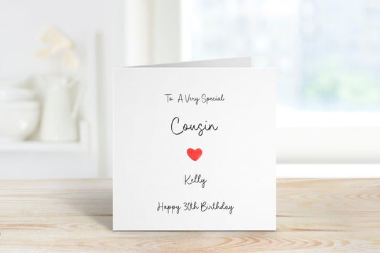 Personalised Cousin Birthday Card, Birthday Card For Cousin, Birthday Cards For Her, Any age Birthday Card, 30th Birthday For Cousin