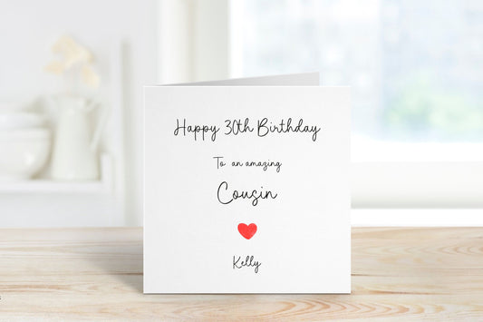 Personalised Cousin Birthday Card, Birthday Card For Cousin, Birthday Cards For Her, Any age Birthday Card, 30th Birthday For Cousin