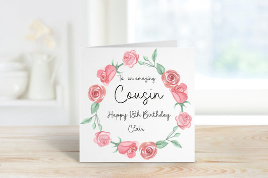 Personalised Cousin Birthday Card, Birthday Card For Cousin, Birthday Cards For Her, Any age Birthday Card, 18th Birthday For Cousin