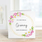 Grandma 60th Birthday Card, Personalised Grandma Birthday Card For Her, Flower Wreath Birthday Card, ANY AGE CARD