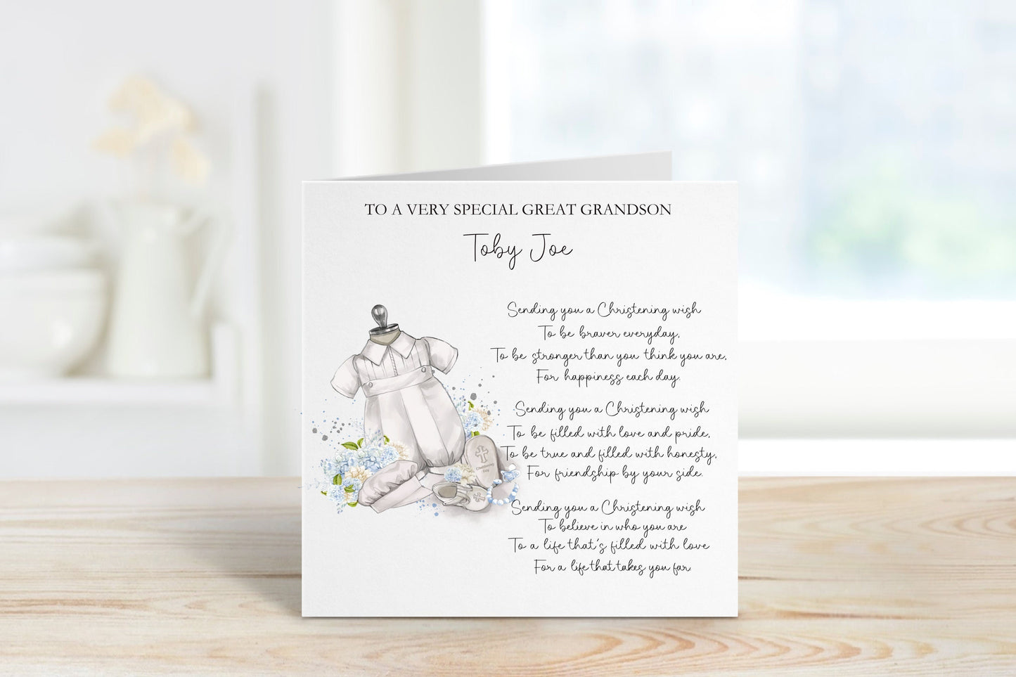 Godson Christening Card, Christening Card For Godson, Personalised Christening Card