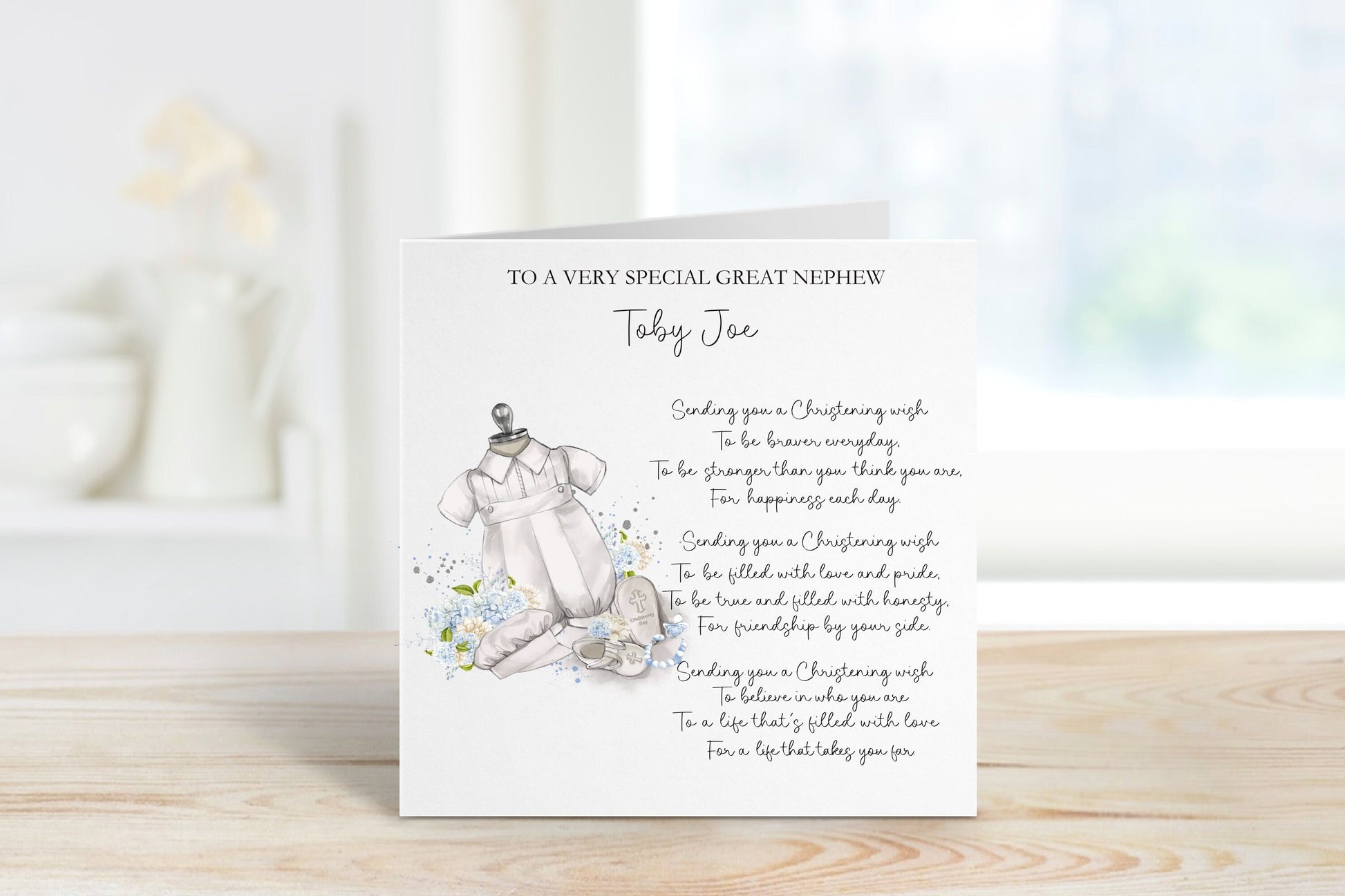 Great Nephew Christening Card, Christening Card For Great Nephew, Personalised Christening Card