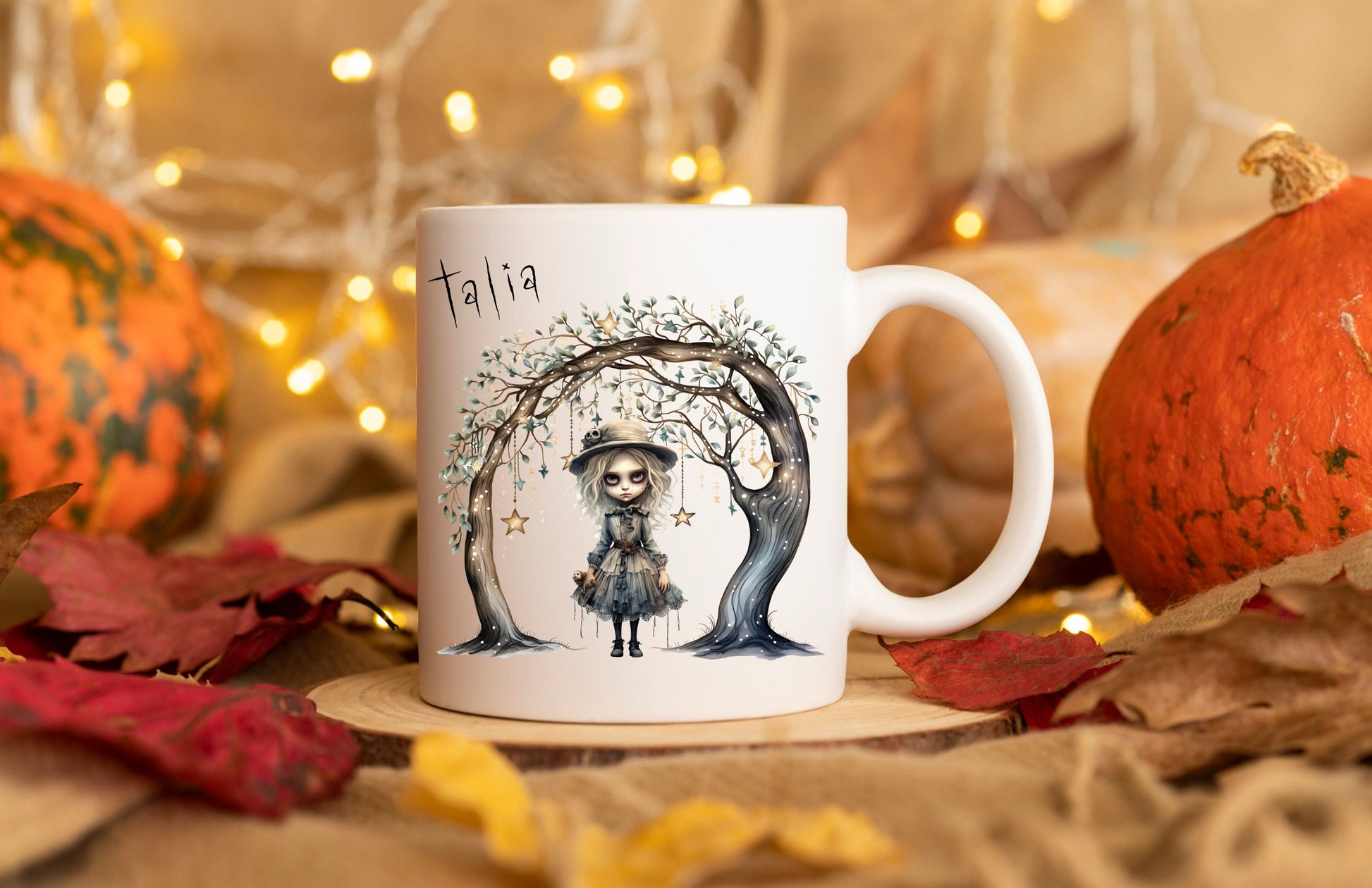 Vintage Halloween Mug, Halloween Mug, Autumn Mug, Personalised Halloween Mug, Vintage Halloween Doll Mug