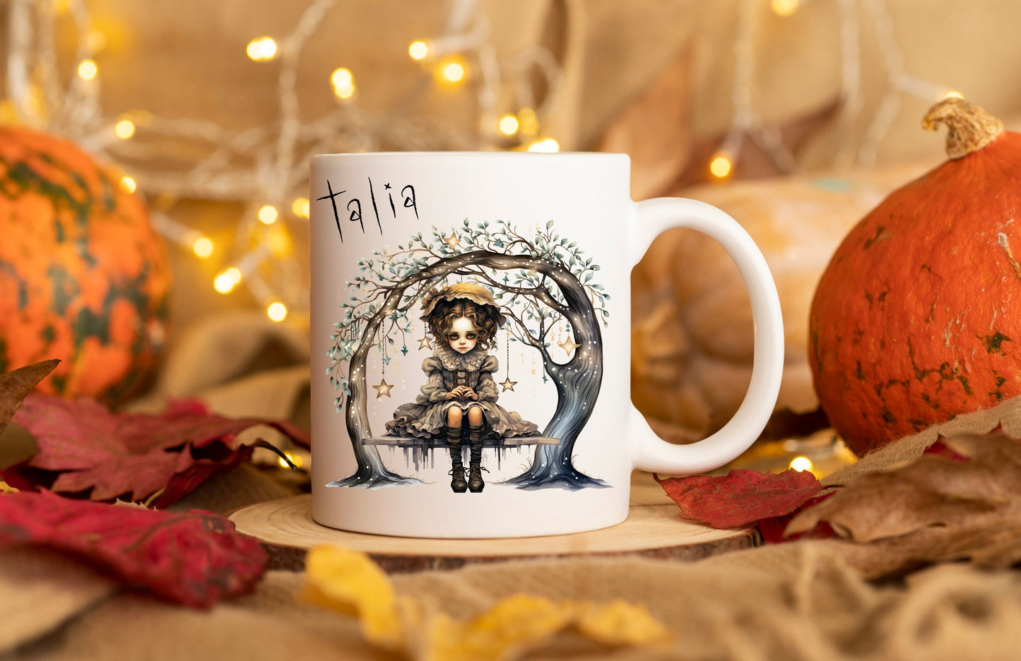 Vintage Halloween Mug, Halloween Mug, Autumn Mug, Personalised Halloween Mug, Vintage Halloween Doll Mug