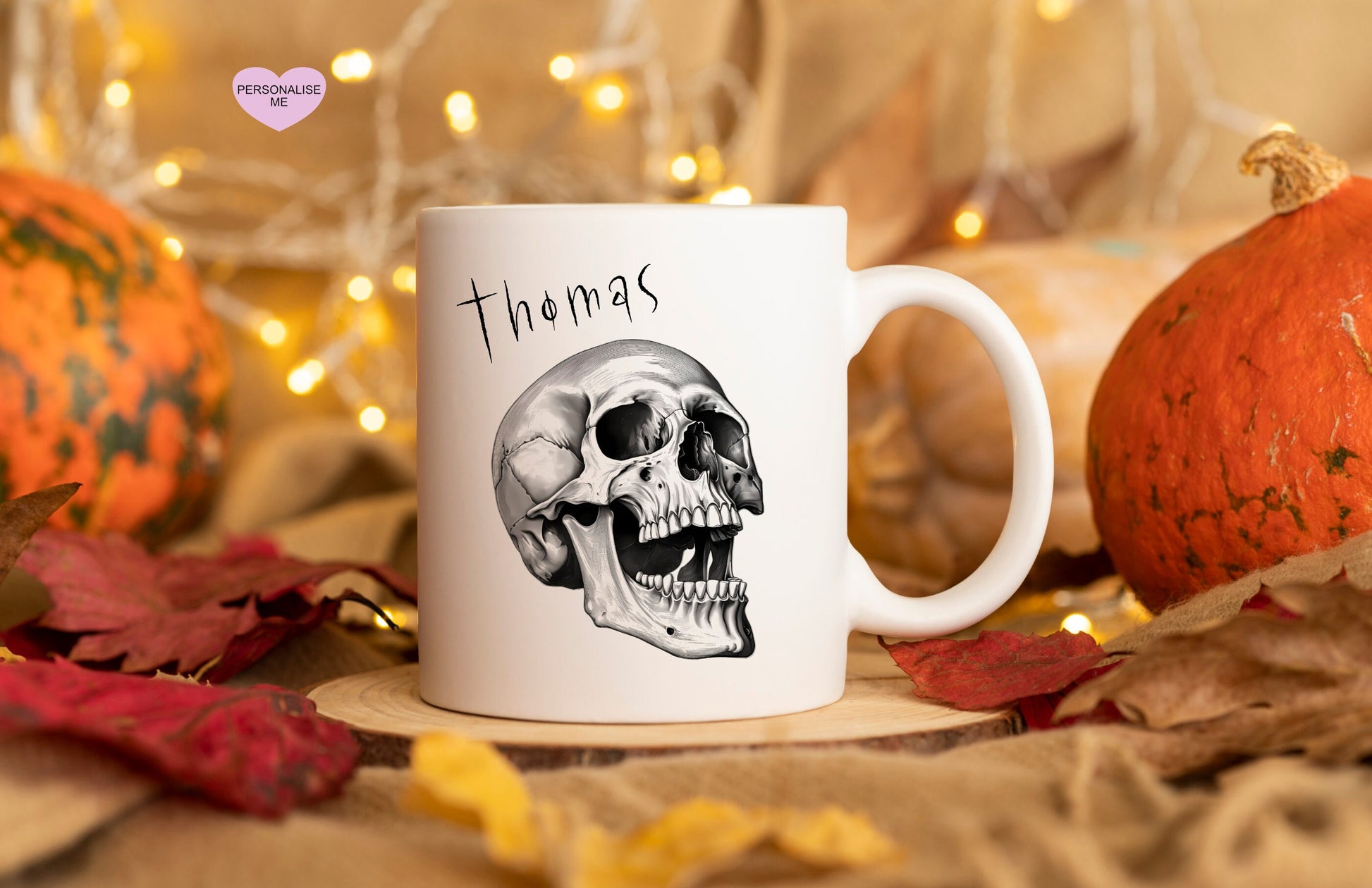 Personalised Vintage Halloween Mug, Halloween Mug, Autumn Mug, Personalised Halloween Mug, Vintage Halloween Skeleton Mug