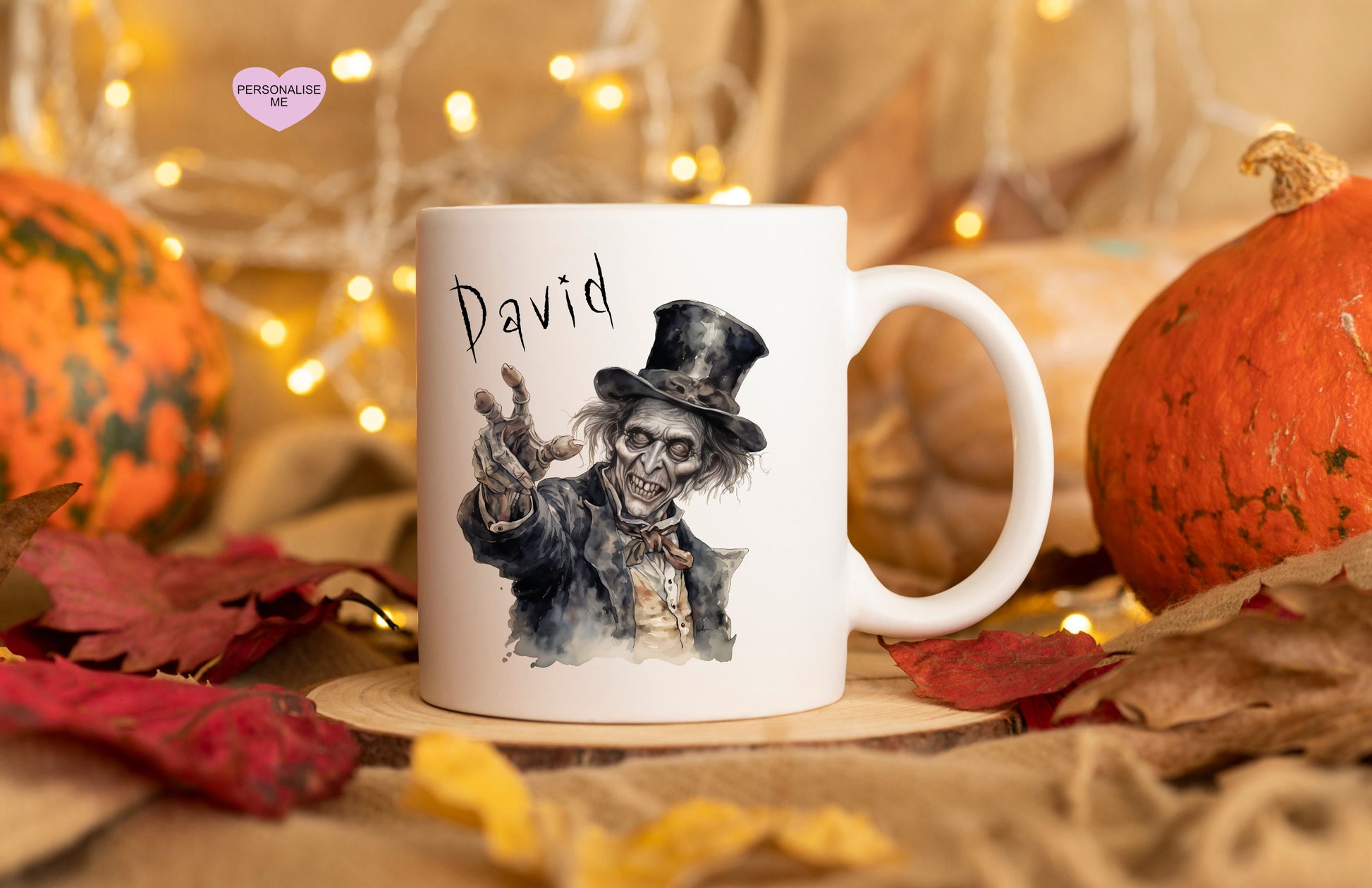 Personalised Vintage Halloween Mug, Halloween Mug, Autumn Mug, Personalised Halloween Mug, Vintage Halloween Candlestick Mug