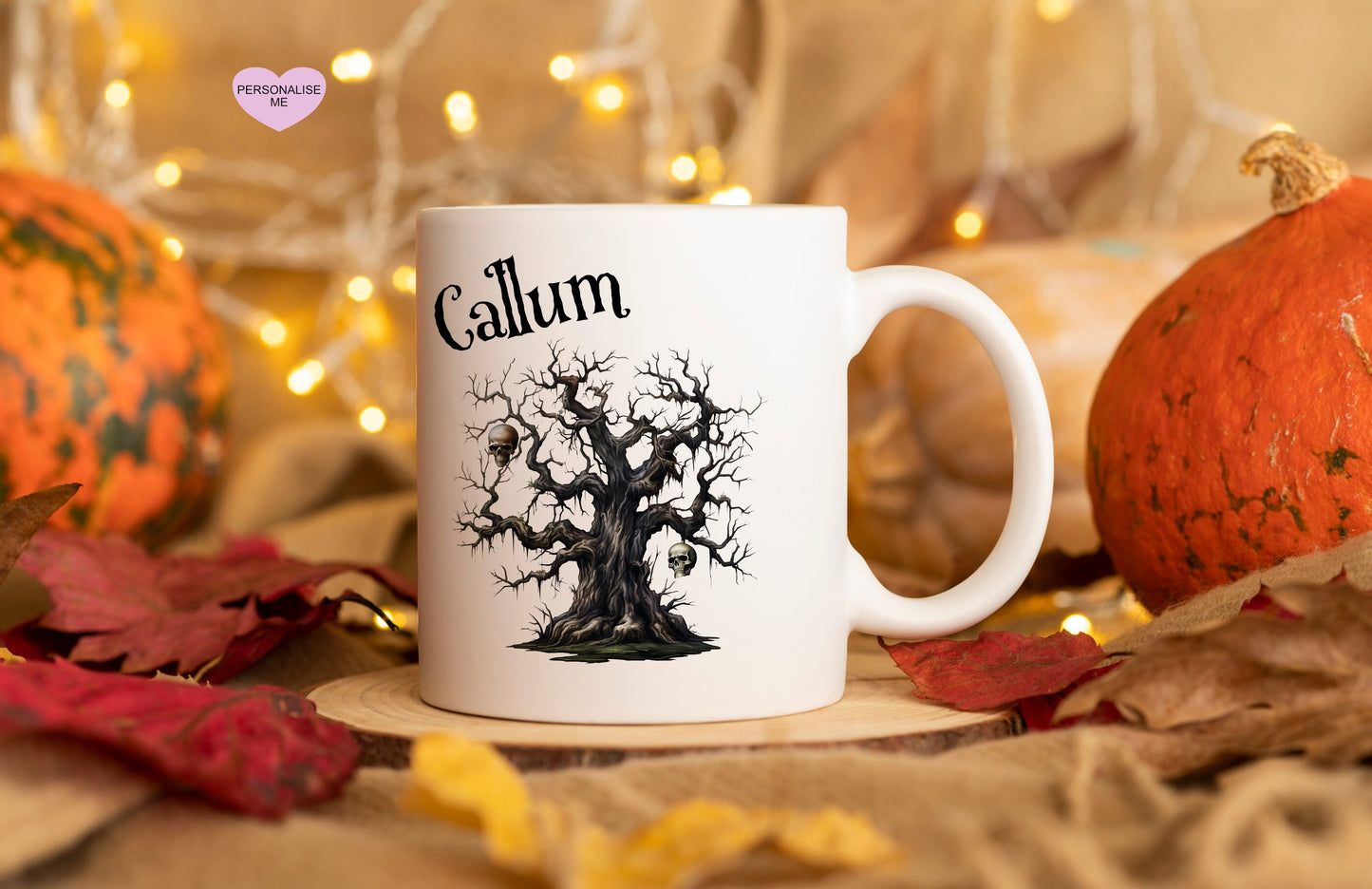 Personalised Vintage Halloween Mug, Halloween Mug, Autumn Mug, Personalised Halloween Mug, Vintage Halloween Haunted Tree Mug