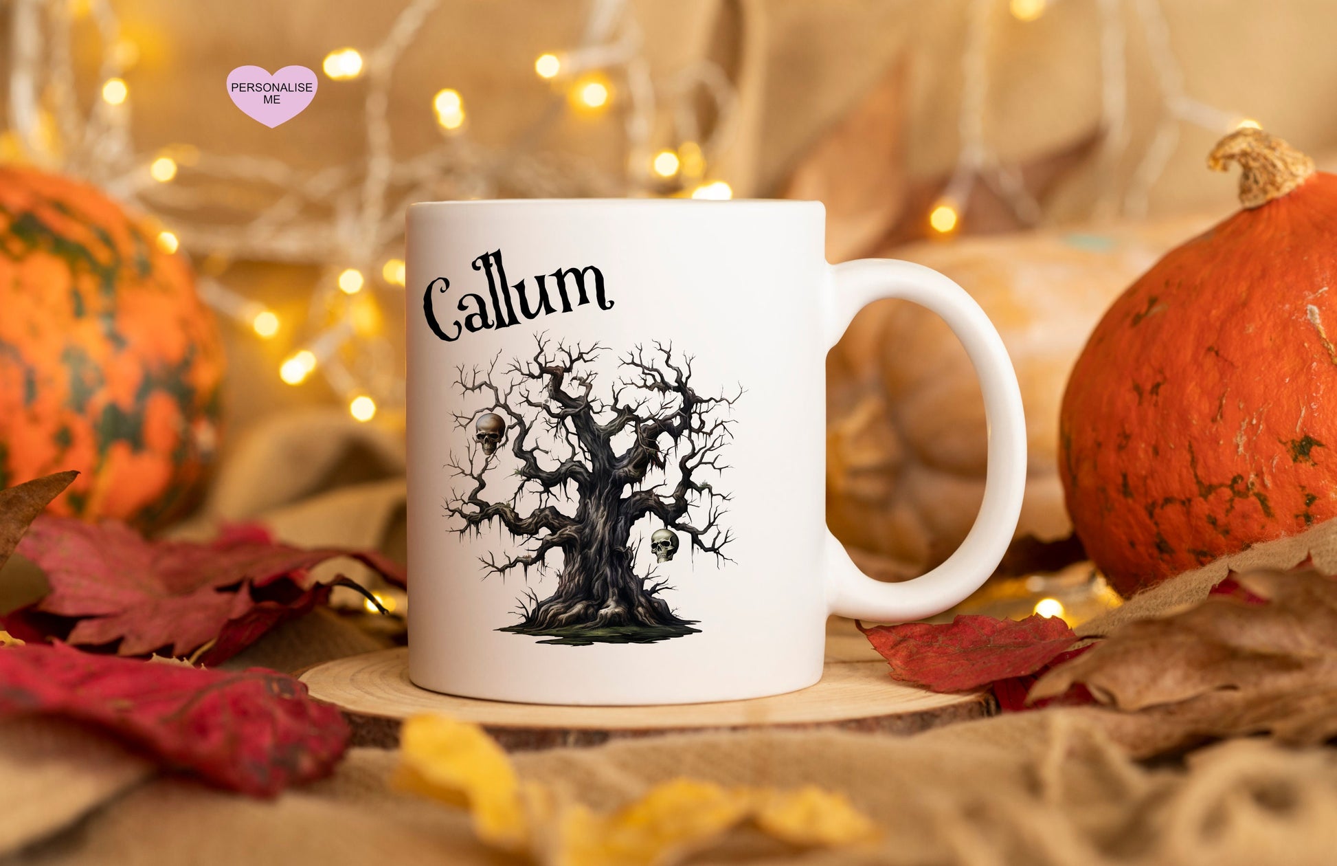 Personalised Vintage Halloween Mug, Halloween Mug, Autumn Mug, Personalised Halloween Mug, Vintage Halloween Candlestick Mug
