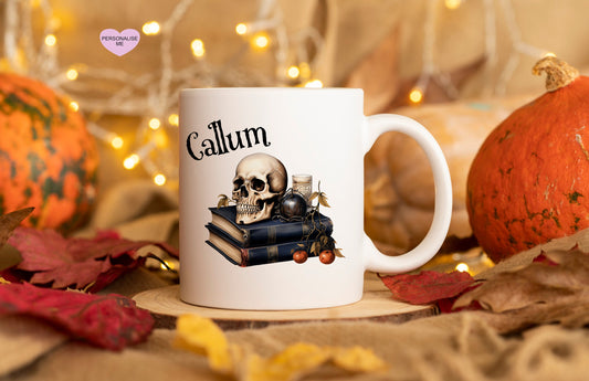 Personalised Vintage Halloween Mug, Halloween Mug, Autumn Mug, Personalised Halloween Mug, Vintage Halloween Skeleton Mug