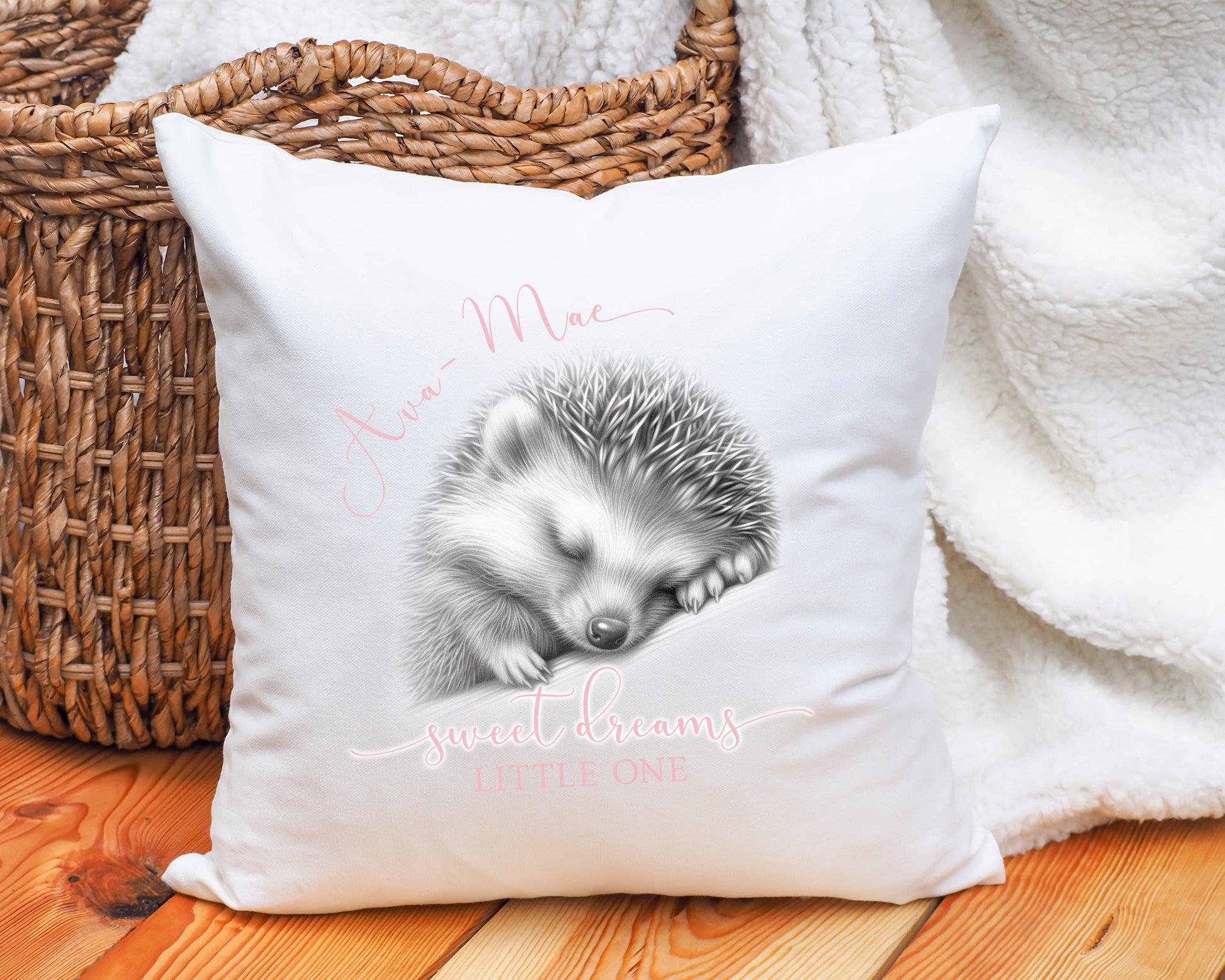 New Baby Gift, Personalised Hedgehog Design Cushion Gift For A New Baby, Baby Bedroom Decor, Nursery Cushion