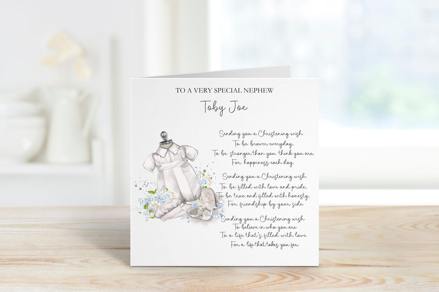 Special Little Boy Christening Card, Christening Card For A Special Little Boy, Personalised Christening Card
