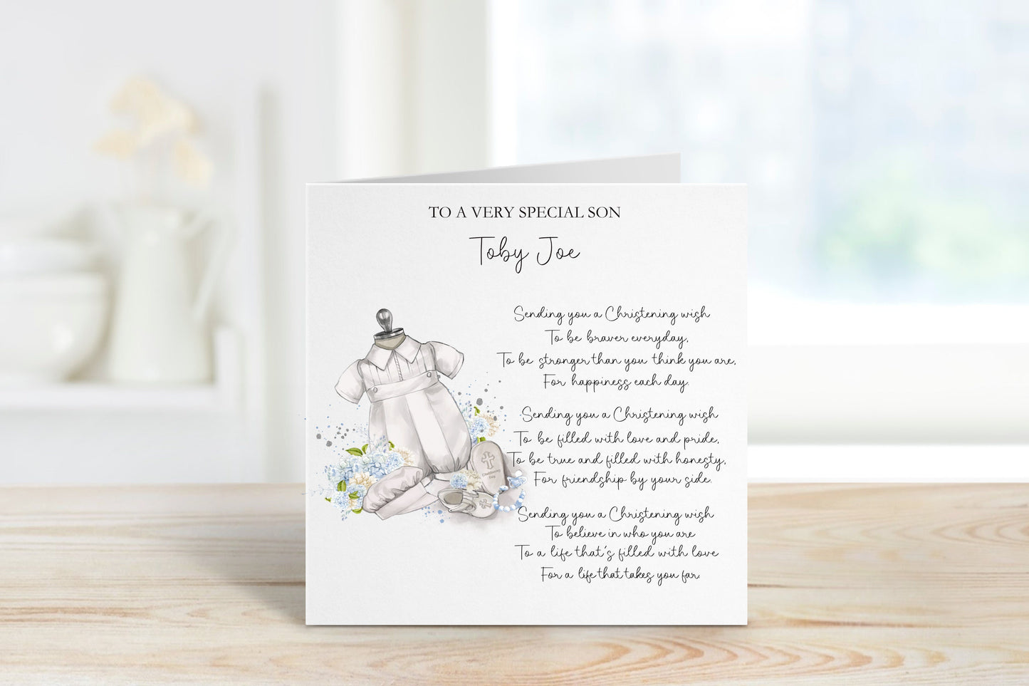 Grandson Christening Card, Christening Card For Grandson, Personalised Christening Card