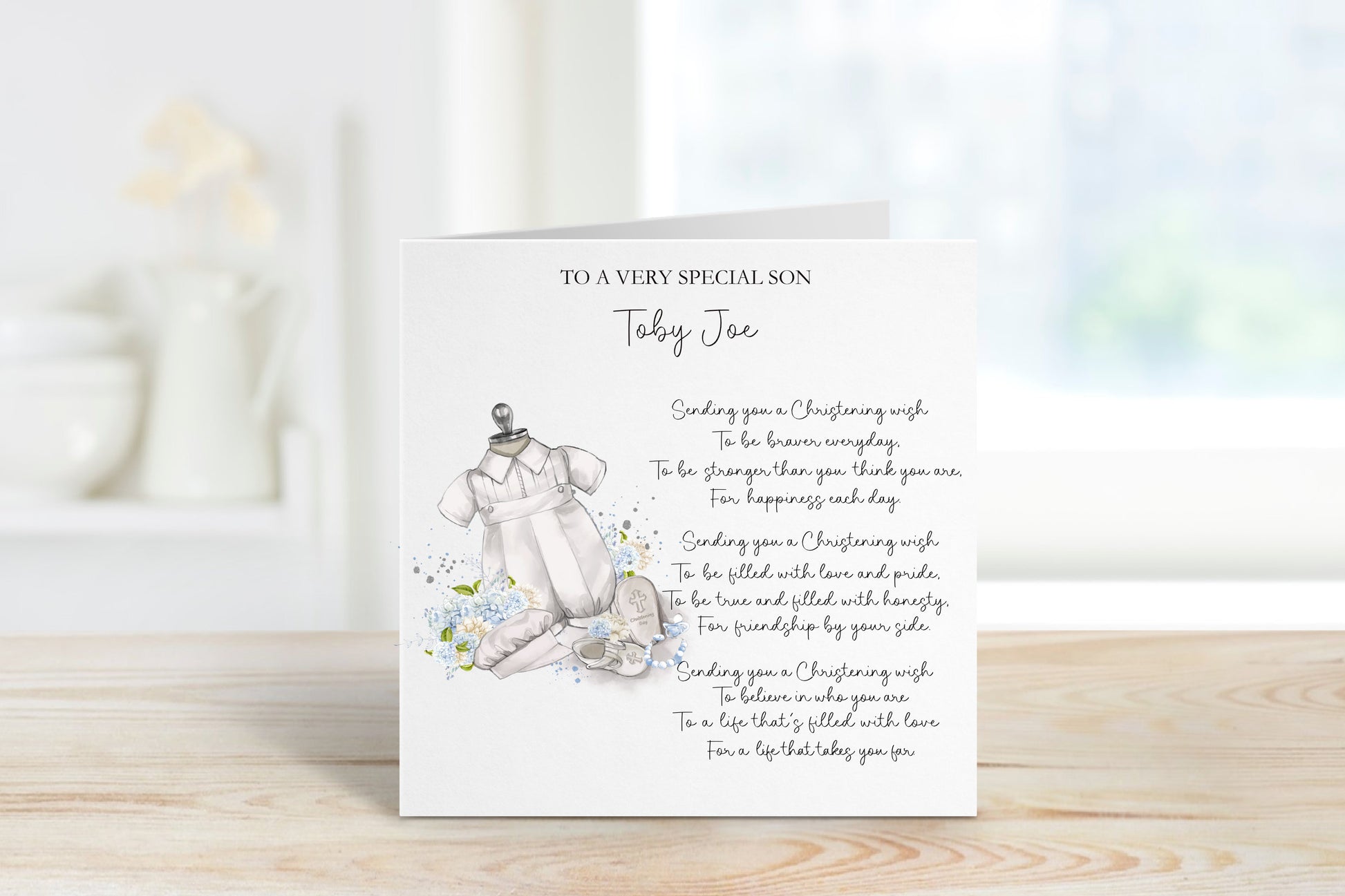 Special Little Boy Christening Card, Christening Card For A Special Little Boy, Personalised Christening Card