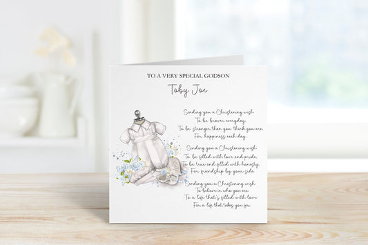 Godson Christening Card, Christening Card For Godson, Personalised Christening Card
