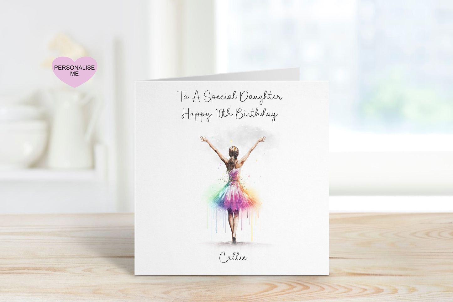 Dancer Birthday Card, Daughter 10th Birthday Card, Personalised Birthday Card For Daughter, Any Age, 1st, 2nd, 3rd, 4th Birthday