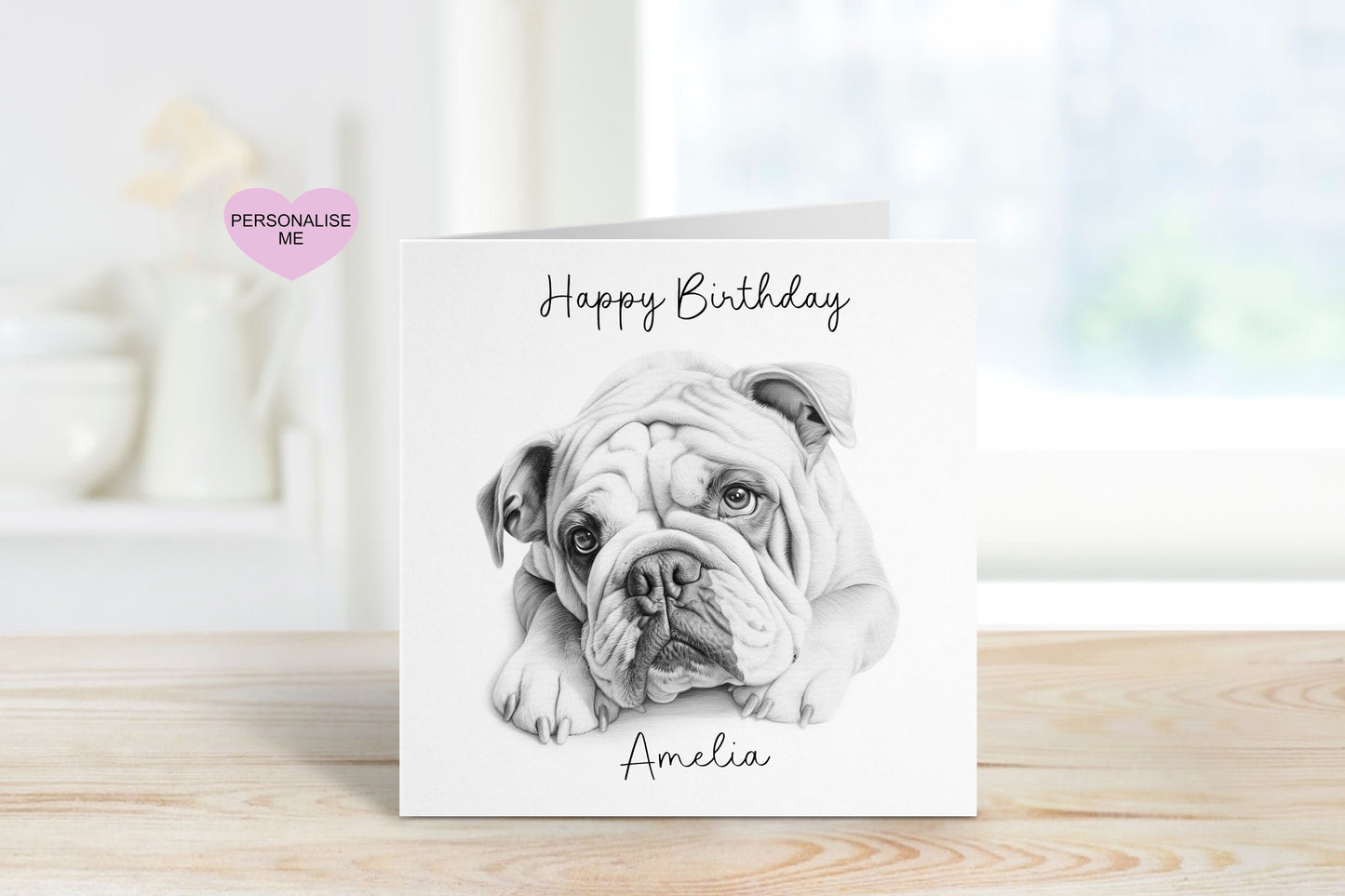 Bulldog Birthday Card, Personalised Bulldog Card, Birthday Card For Bulldog Lovers