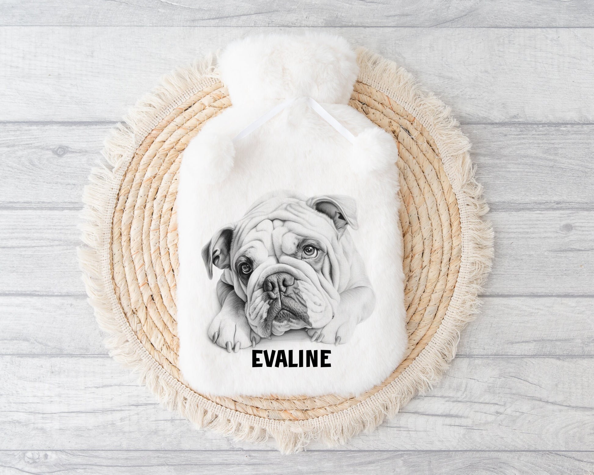 Bulldog Hot Water Bottle, Hot Water Bottle Cover, Bulldog Design Hot Water Bottle, Hot Water Bottle Gift Set, Bulldog Gifts