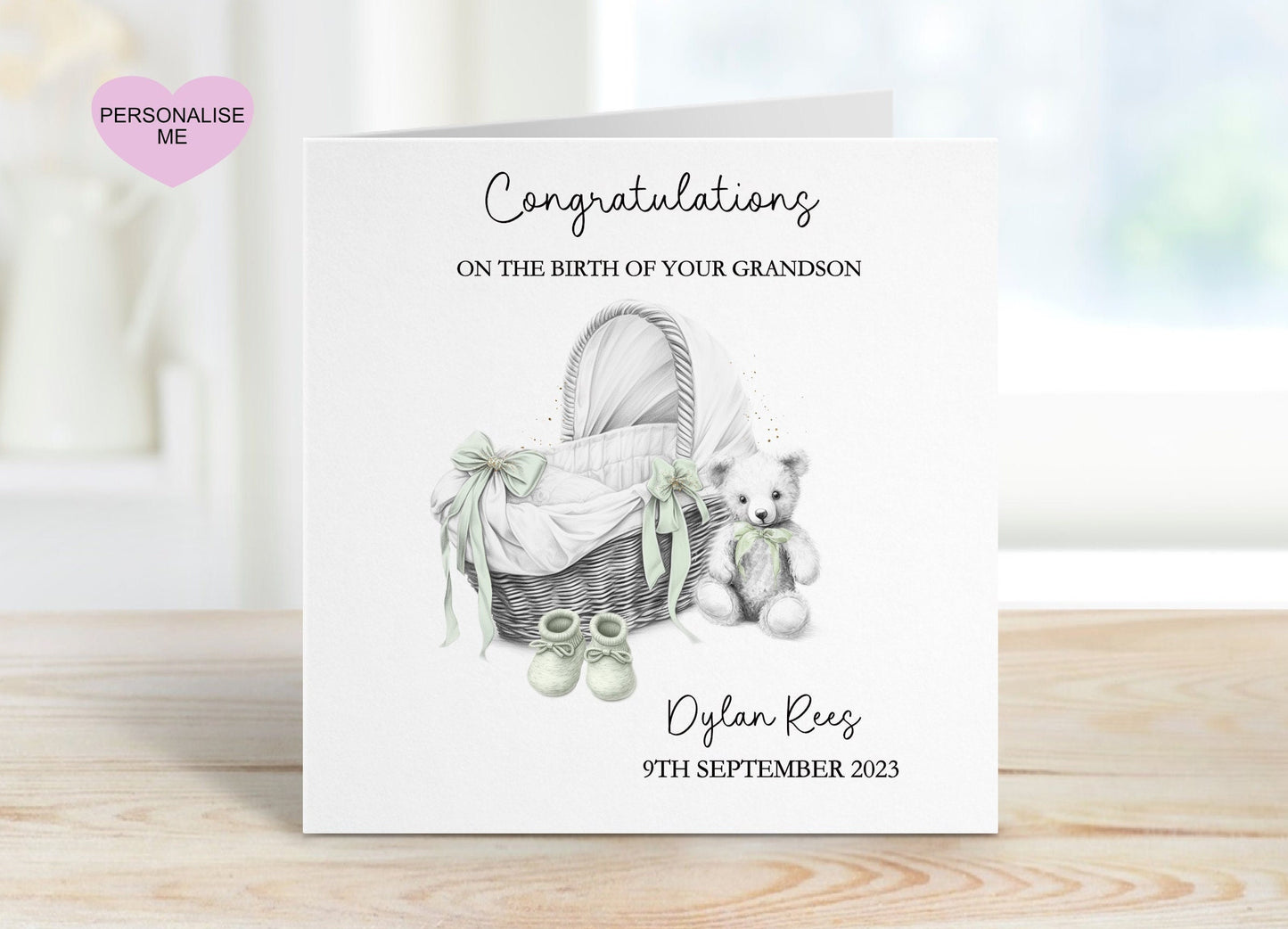 New Baby Grandson Card, Welcome To The World, Baby Boy Card, Congratulations New Baby Card