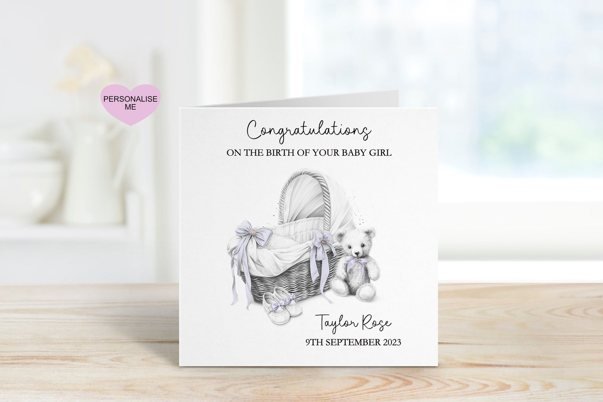 New Baby Great Granddaughter Card, Welcome To The World, Baby Girl Card, Congratulations New Baby Card