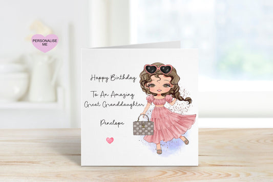 Great Granddaughter 13th Birthday Card, Birthday Card For Great Granddaughter, Personalised Birthday Card, Any Age Card