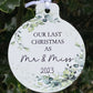 First Christmas As Mr And Mrs Bauble 2024, 1st Xmas As A Mrs Christmas Tree Decoration,