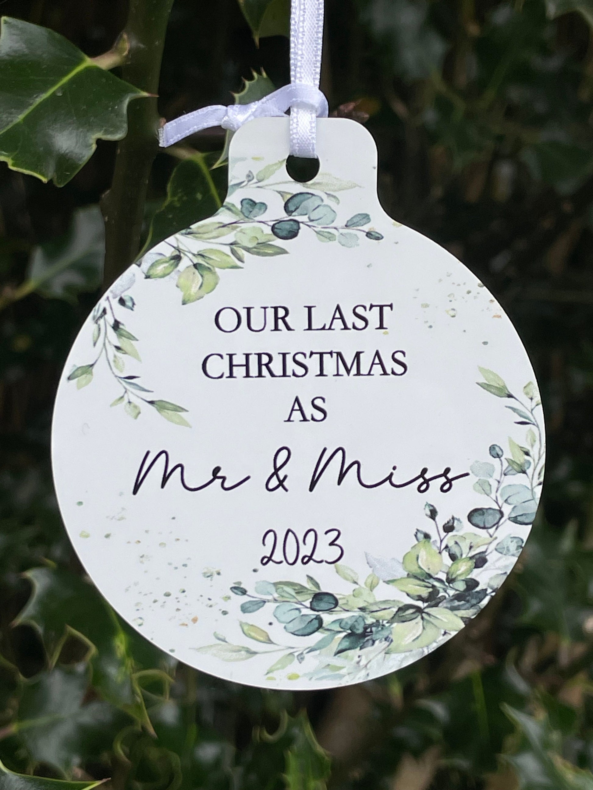 First Christmas As Mr And Mrs Bauble 2024, 1st Xmas As A Mrs Christmas Tree Decoration,