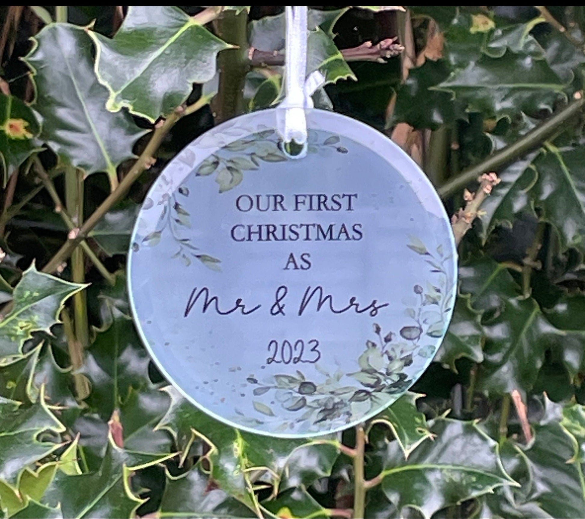 First Christmas As Mr And Mrs Bauble 2024, 1st Xmas As A Mrs Christmas Tree Decoration,