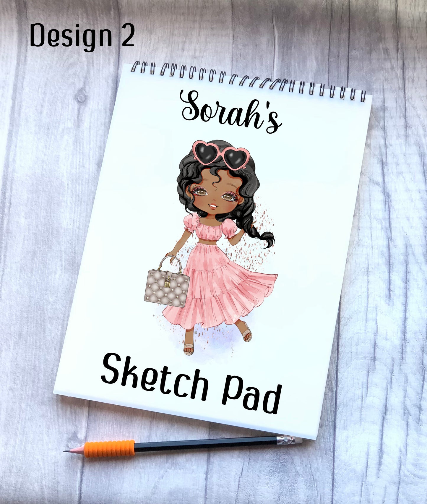 Sketch Book, Personalised Sketchbook, Fashion Girl Drawing Book, Granddaughter Gift, Daughter Stocking Filler, Christmas Gift