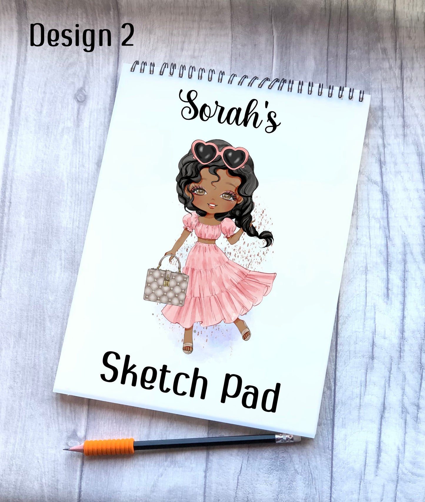 Sketch Book, Personalised Sketchbook, Fashion Girl Drawing Book, Granddaughter Gift, Daughter Stocking Filler, Christmas Gift