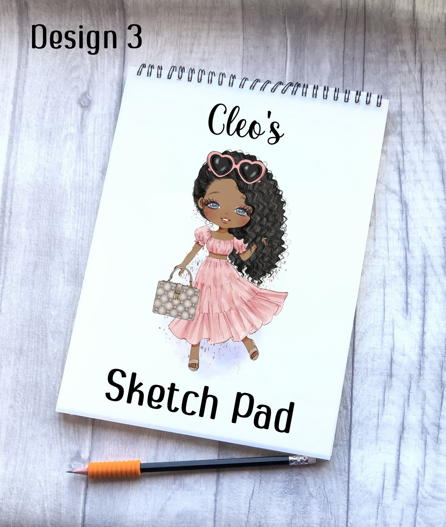 Sketch Book, Personalised Sketchbook, Fashion Girl Drawing Book, Granddaughter Gift, Daughter Stocking Filler, Christmas Gift