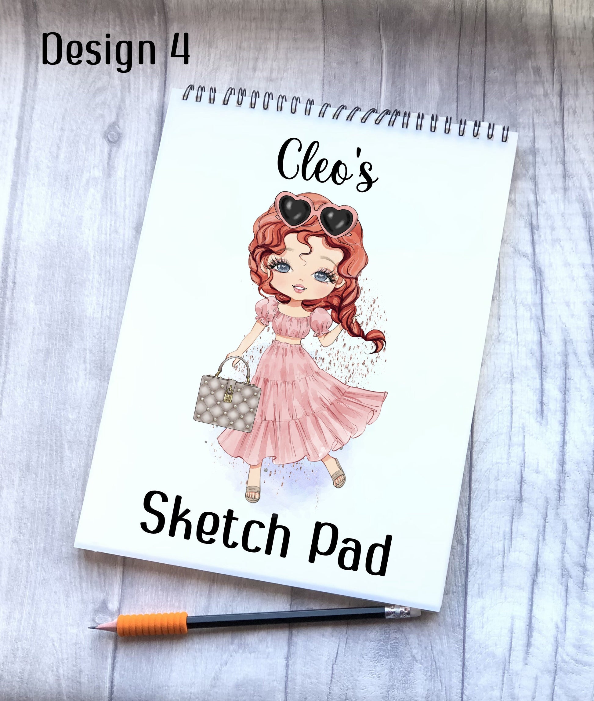 Sketch Book, Personalised Sketchbook, Fashion Girl Drawing Book, Granddaughter Gift, Daughter Stocking Filler, Christmas Gift