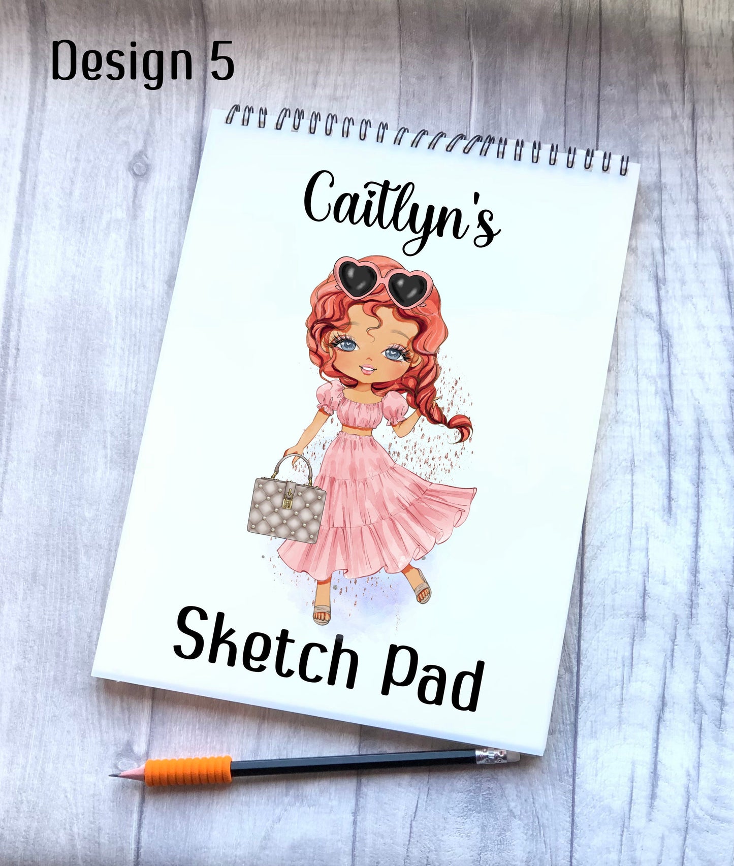 Sketch Book, Personalised Sketchbook, Fashion Girl Drawing Book, Granddaughter Gift, Daughter Stocking Filler, Christmas Gift
