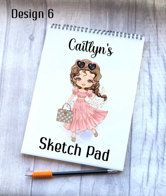 Sketch Book, Personalised Sketchbook, Fashion Girl Drawing Book, Granddaughter Gift, Daughter Stocking Filler, Christmas Gift