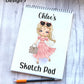Sketch Book, Personalised Sketchbook, Fashion Girl Drawing Book, Granddaughter Gift, Daughter Stocking Filler, Christmas Gift