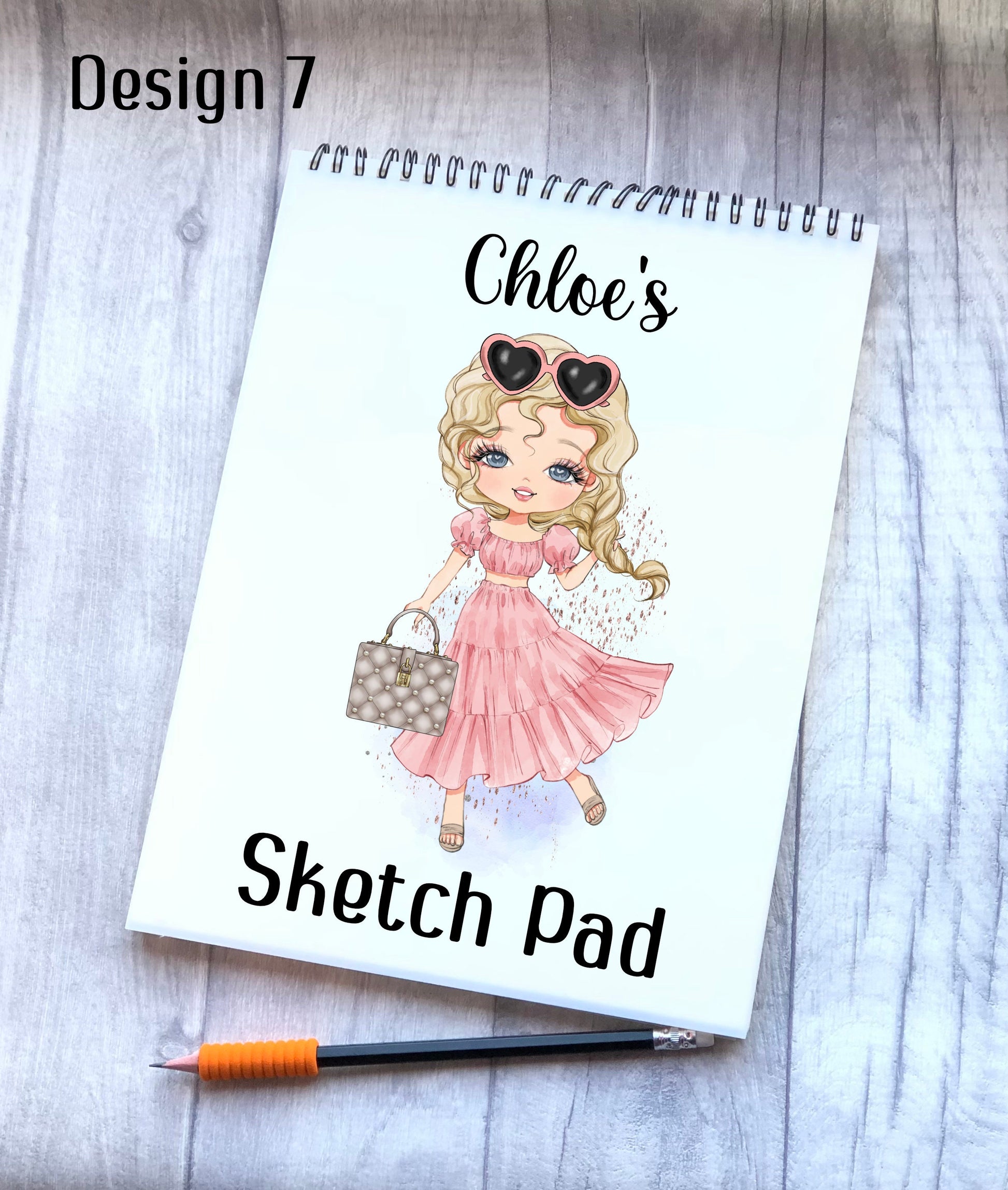 Sketch Book, Personalised Sketchbook, Fashion Girl Drawing Book, Granddaughter Gift, Daughter Stocking Filler, Christmas Gift