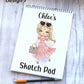 Sketch Book, Personalised Sketchbook, Fashion Girl Drawing Book, Granddaughter Gift, Daughter Stocking Filler, Christmas Gift