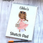 Sketch Book, Personalised Sketchbook, Fashion Girl Drawing Book, Granddaughter Gift, Daughter Stocking Filler, Christmas Gift