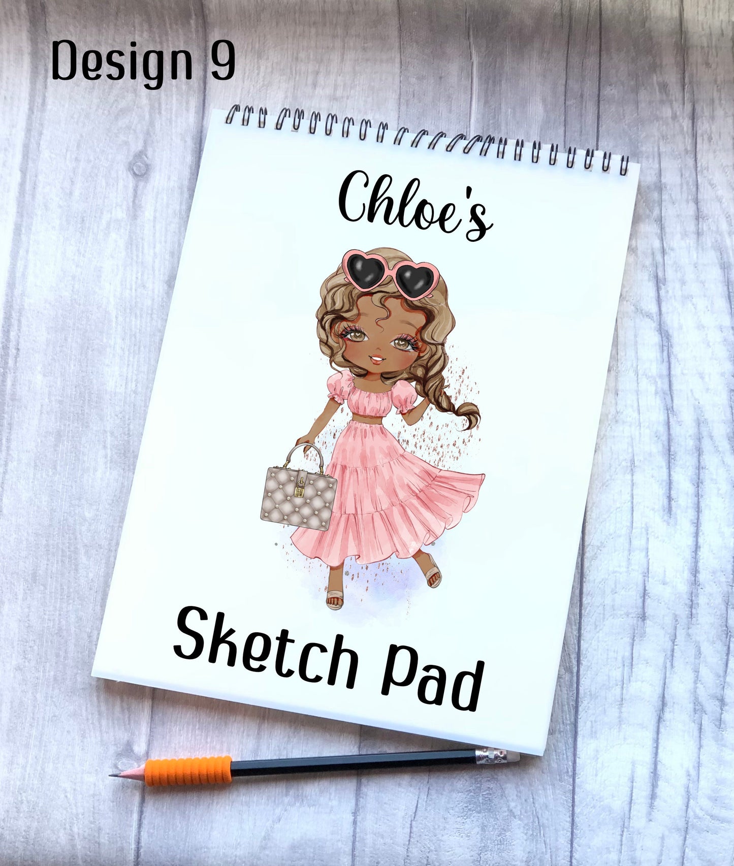 Sketch Book, Personalised Sketchbook, Fashion Girl Drawing Book, Granddaughter Gift, Daughter Stocking Filler, Christmas Gift