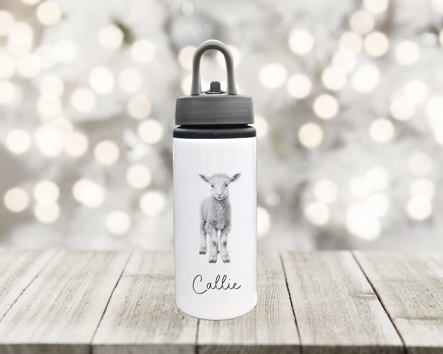 Lamb Water Bottle, Personalised Lamb Water Bottle Gift, Drinks Bottle For Farmer, Gift, Granddaughter, Gift For Mum, Gift For Friend