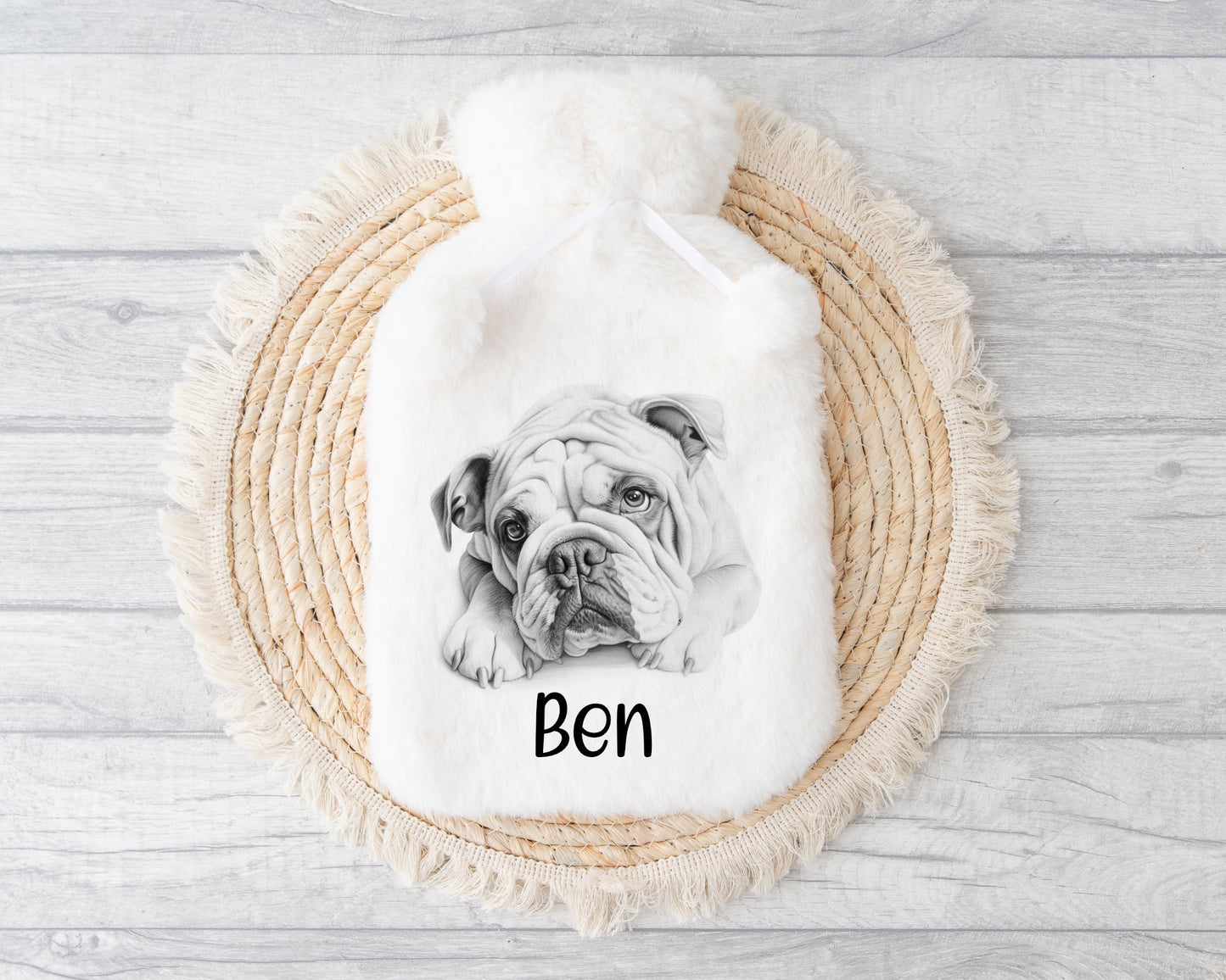 Hot Water Bottle, Hot Water Bottle Cover, Bulldog Design Hot Water Bottle, Hot Water Bottle Gift Set