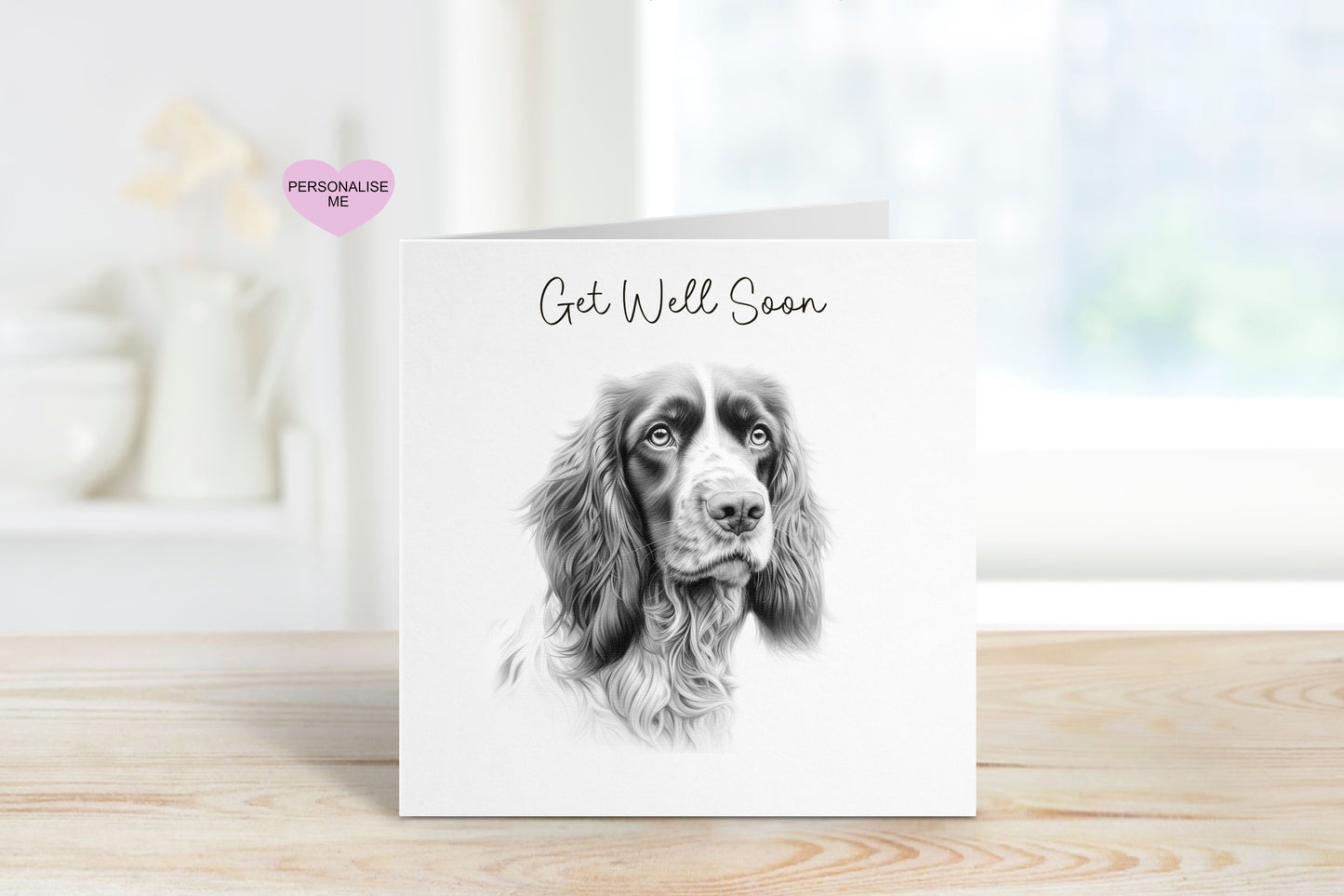 Get Well Soon Card, Dog Design Get Well Soon Card, Personalised Dog Get Well Soon Card