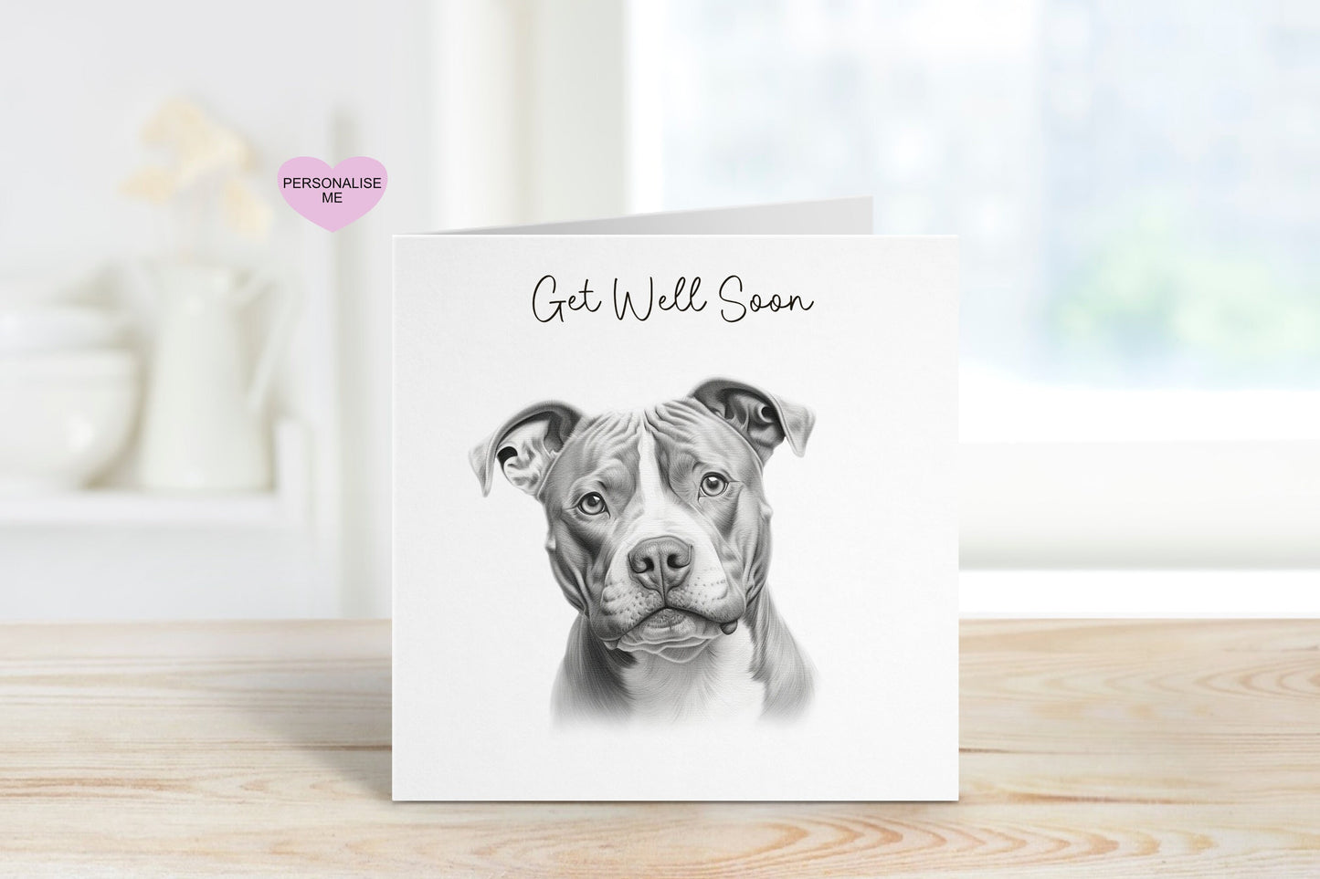 Get Well Soon Card, Dog Design Get Well Soon Card, Personalised Dog Get Well Soon Card