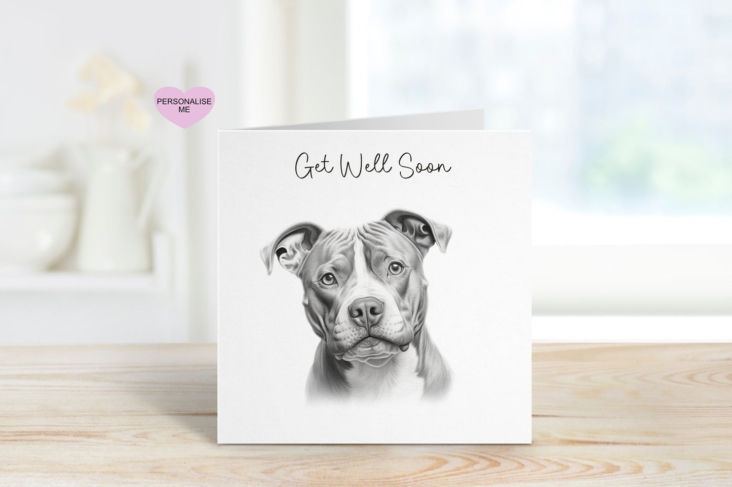 Get Well Soon Card, Dog Design Get Well Soon Card, Personalised Dog Get Well Soon Card