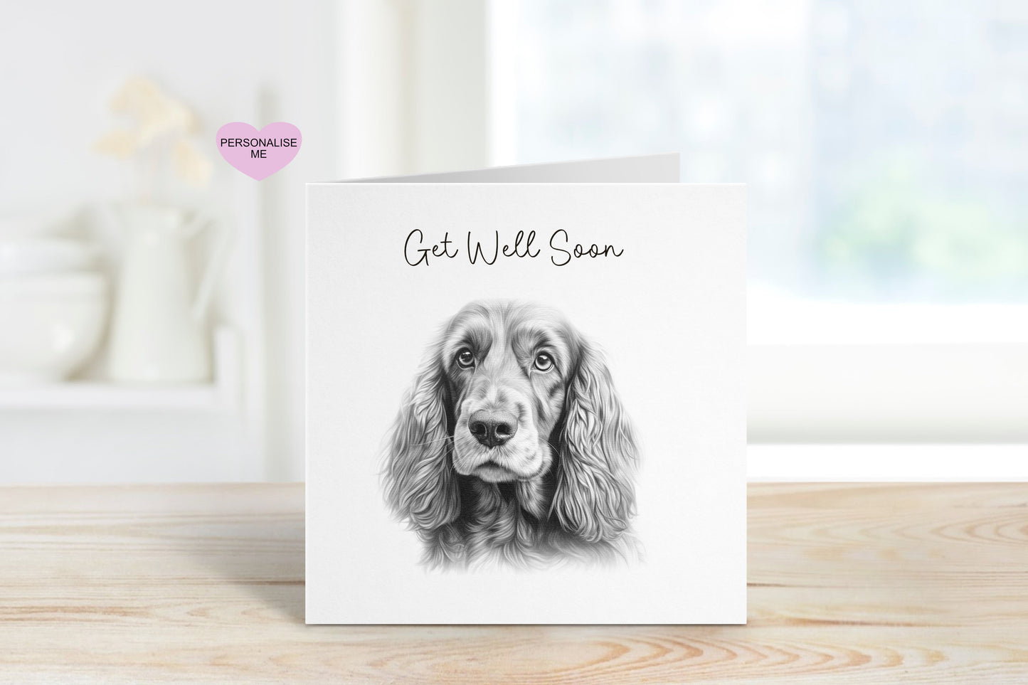Get Well Soon Card, Dog Design Get Well Soon Card, Personalised Dog Get Well Soon Card