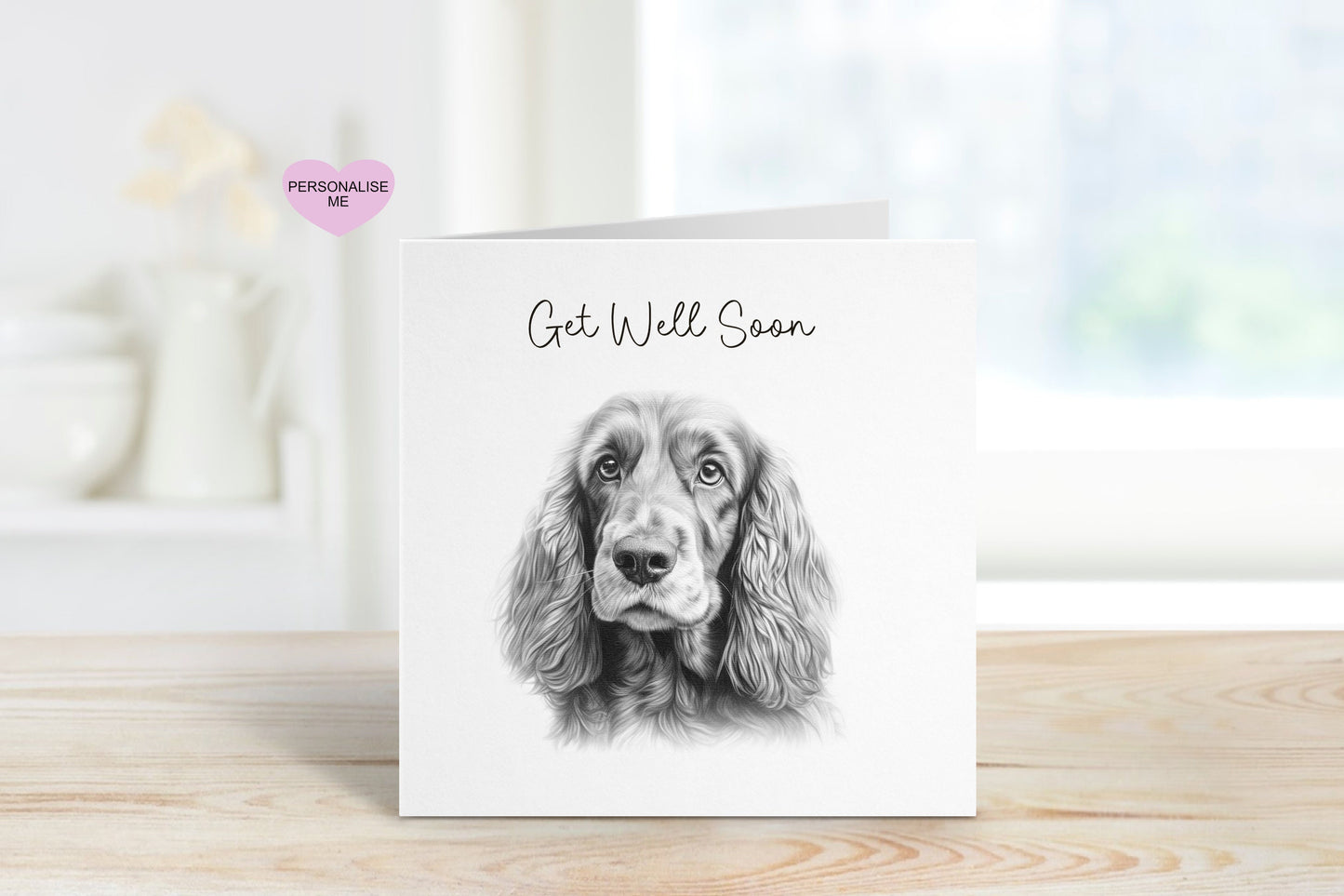 Get Well Soon Card, Dog Design Get Well Soon Card, Personalised Dog Get Well Soon Card